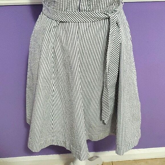 Cynthia Rowley White & Navy Stripes Flowy Skirt Coastal Nautical Summer Dress - Picture 4 of 9